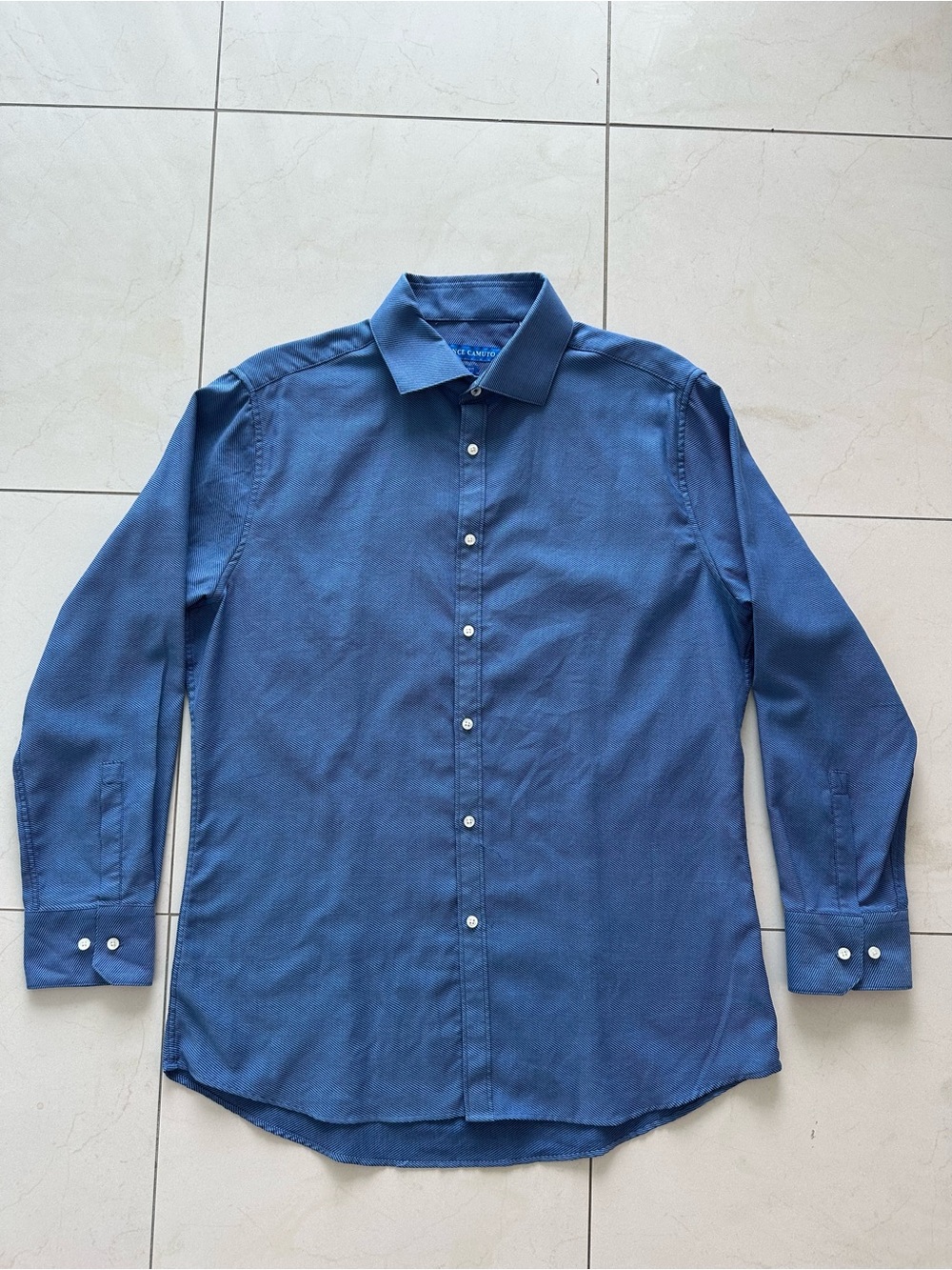 Vince Camuto Slim Fit Men’s Button Down 16.5 32/33 blue textured stripes